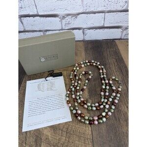 Honora Collection Multicolor Round Freshwater Pearl Beaded Necklace Pink Sage 52